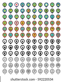 Map Pins Locations Set Icons Pack Multiple Styles