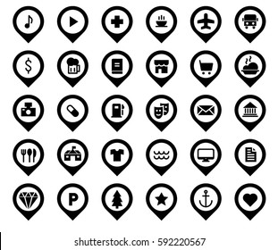Map Pins Locations Set Icons Pack