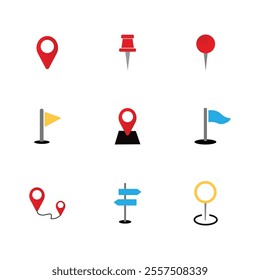 Map Pins and Locations vector iocn set