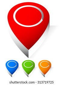 Map pins, map markers. Vector illustration.