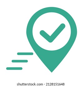 Map pins with modern check marks. Vectors.