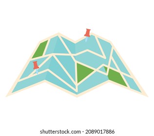 map with pins over white