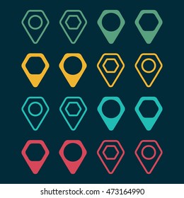 Map pins set. Vector illustration