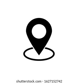 map pins sign location icon with ellipse in flat simple style. Black round shapes on white background. Vector illustration web design