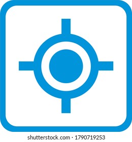 Kartenpins Symbol für die Position mit ellipsengrauem Farbverlauf-Schatten im flachen einfachen Stil. Blaue runde Formen auf weißem Hintergrund. Webdesign-Element für Vektorgrafik. 