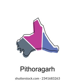 Map of Pithoragarh World Map International vector template with outline, graphic sketch style isolated on white background