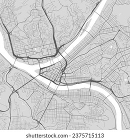 Map of Pittsburgh city, Pennsylvania, United States. Urban black and white poster. Road map image with metropolitan city area view.