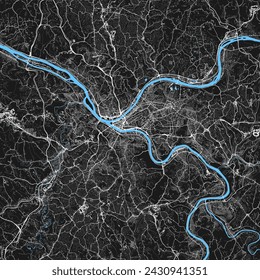 Map of Pittsburgh, Pennsylvania, USA