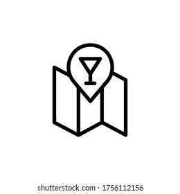 Map, placeholder. Bar concept line icon. Simple element illustration. Map, placeholder. Bar concept outline symbol design from Bar set. Can be used for web and mobile