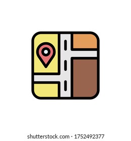 Map, placeholder icon. Simple color with outline vector elements of navigation icons for ui and ux, website or mobile application