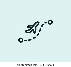 Map plane icon line isolated on clean background. Map plane icon concept drawing icon line in modern style. Vector illustration for your web site mobile logo app UI design.