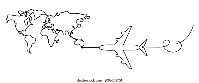 Map Plane Line Drawing On White Stock Vector (Royalty Free) 2096585701 ...