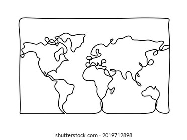 Karte des Planeten Erde als Linie auf weißem Hintergrund. Vektorgrafik