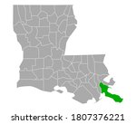 Map of Plaquemines in Louisiana on white