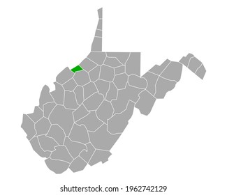 Map of Pleasants in West Virginia on white