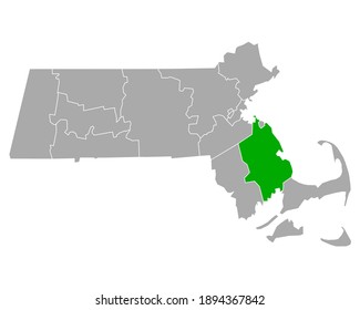 Map of Plymouth in Massachusetts on white