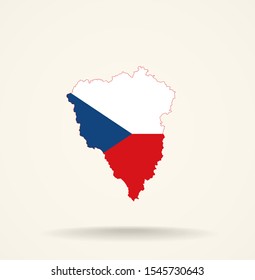 Map Plzen Region (Czech Republic) in Czech Republic flag colors, editable vector. 