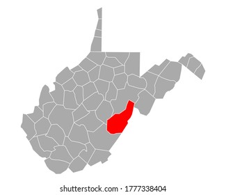 Map of Pocahontas in West Virginia on white