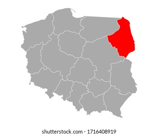 Map of Podlaskie in Poland on white