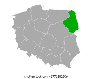 Map of Podlaskie in Poland on white