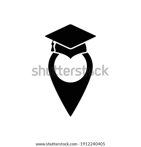map poin with graduation cap icon . education  icon