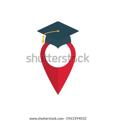 map poin with graduation cap icon . education  icon