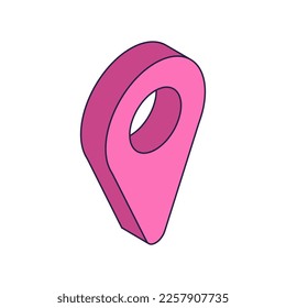 Map point 3d, Isometric pin icon on the navigation map for positioning travel and transport. 3D Style Pictogram for Web Design, UI, Mobile App, Infographic. Vector illustration