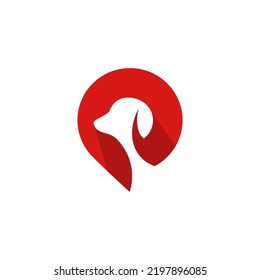 Map Point Combination With Dog,Elegant Minimalist Style Logo Design