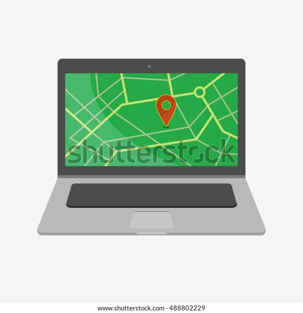 マップポイント Google Maps Laptopベクターイラストアイコンフラットデザインスタイル Laptopアイコン Macbook Mac Imac Apple Laptopのベクター画像 リンゴのベクター画像 Macbookのベクター画像 Imacのベクター画像 ストックイラスト Macのアイコン の