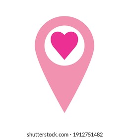 punto de mapa con un icono de corazón. icono del día de San Valentín de signos de amor. Pasos 10