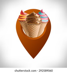 map point with ice cream