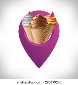 map point with ice cream