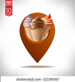 map point with ice cream