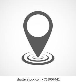 Map Point Icon In Flat Design. Vector Illustration. Gray Pointer On Light Background.