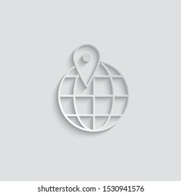  map point icon. global  icon. your destination icon vector paper with shadow 