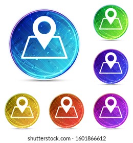 Map point icon isolated on digital abstract round buttons set illustration