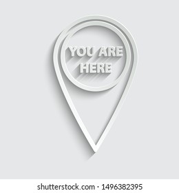  map point icon. Location icon. Your destination sign.  paper icon  with shadow 
