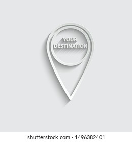  map point icon. Location icon. Your destination sign.  paper icon  with shadow 