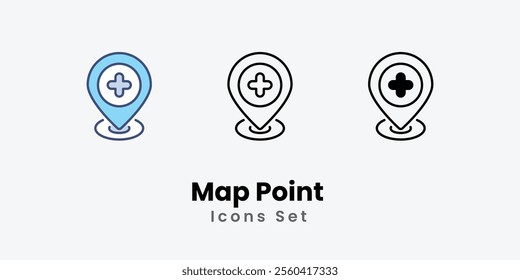 Map Point icons in different style vector stock