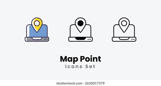 Map Point Icons thin line and glyph vector icon stock illustration