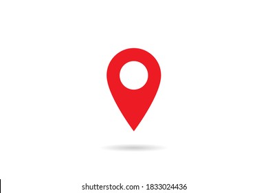 Icono de ubicación de punto de mapa. Sencillo puntero rojo con forma circular dentro aislado en fondo blanco. Elemento de plantilla de diseño de icono de vector plano.