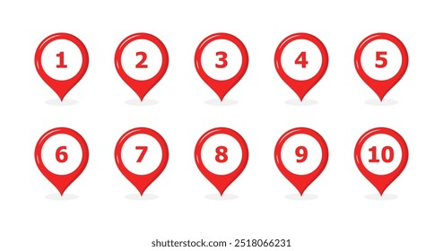 Map point set icons. Flat style. Vector icons.
