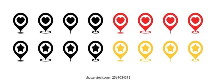 Map point set icons. Important Event icons. Flat and silhouette style. Vector icons.