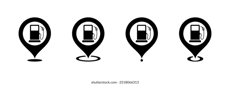 Map point set icons. Silhouette style. Vector icons.