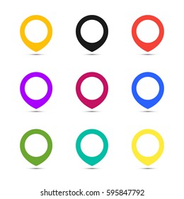 Map point set icons. Vector colorful illustrations.