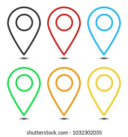 map point set or location icon set, vector illustration.  