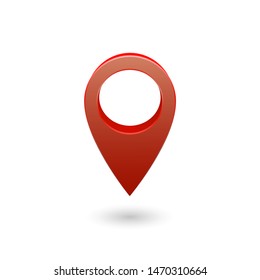 Map pointer 3d pin red isolated. Location symbols vector isolated on white background. Web location point, pointer 3d arrow mark illustration