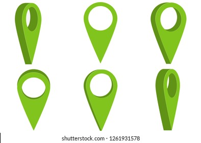 Map pointer 3d pin. Map pointer vector illustration. Location symbols. Web location point, pointer 3d arrow mark. Vector illustration.