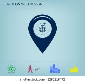 Map pointer with air plane icon.map pointer.vector illustration