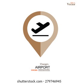 Map pointer with air plane icon.map pointer.vector illustration